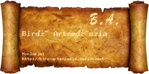 Biró Artemíszia névjegykártya